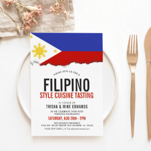Cuisine philippine   Invitation blanc du drapeau d