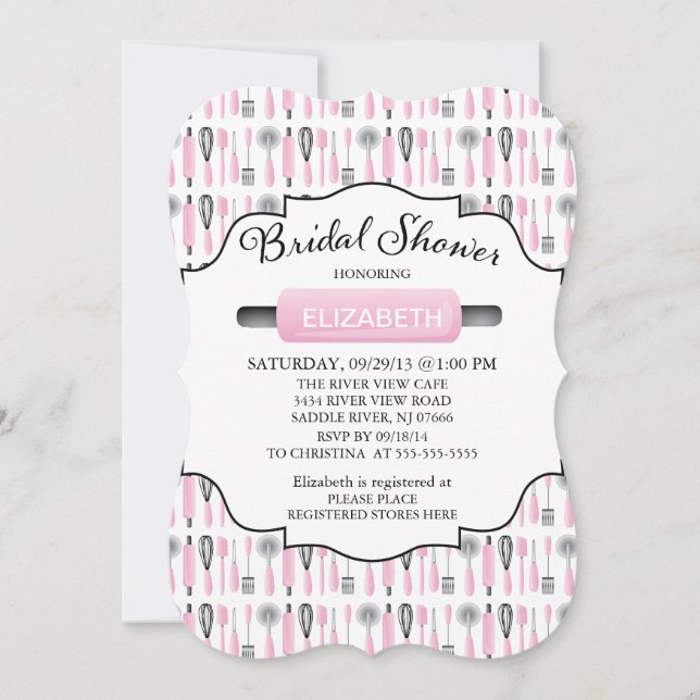 Cuisine rose moderne Invitation de douche nuptiale (Devant)