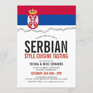 Cuisine serbe Invitation blanc du drapeau du par