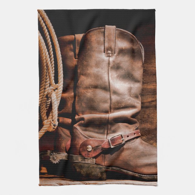 Cuisine Serviette Cowboy Bottes Grange Bois rustiq (Vertical)