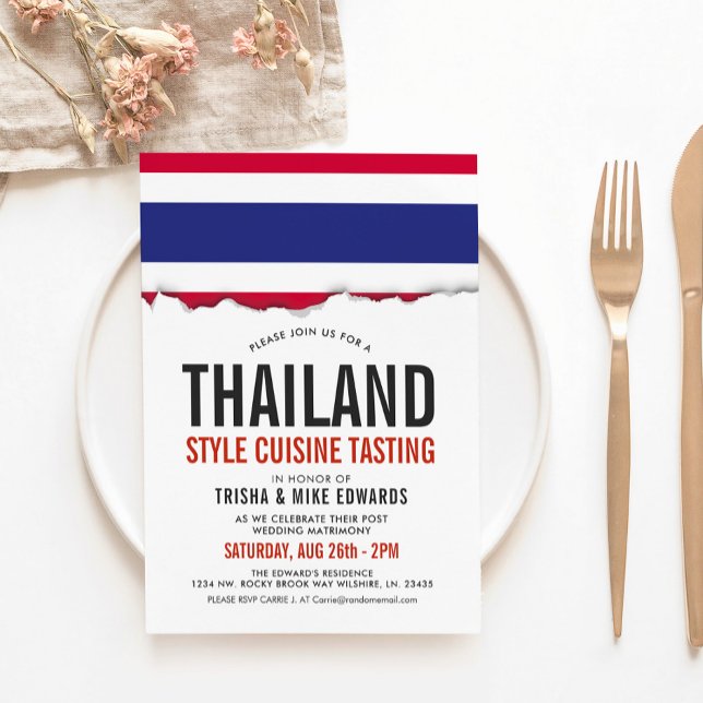 Cuisine thaïlandaise | Invitation blanc du drapeau (Créateur téléchargé)