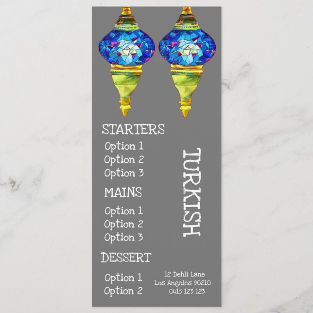 Cuisine turque menu du dîner (Devant)