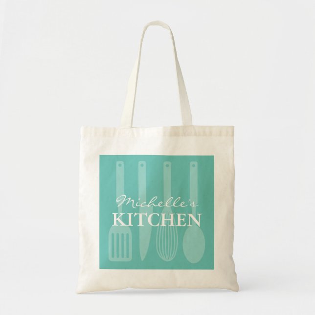 Cuisine turquoise personnalisée sac fourre-tout d' (Devant)