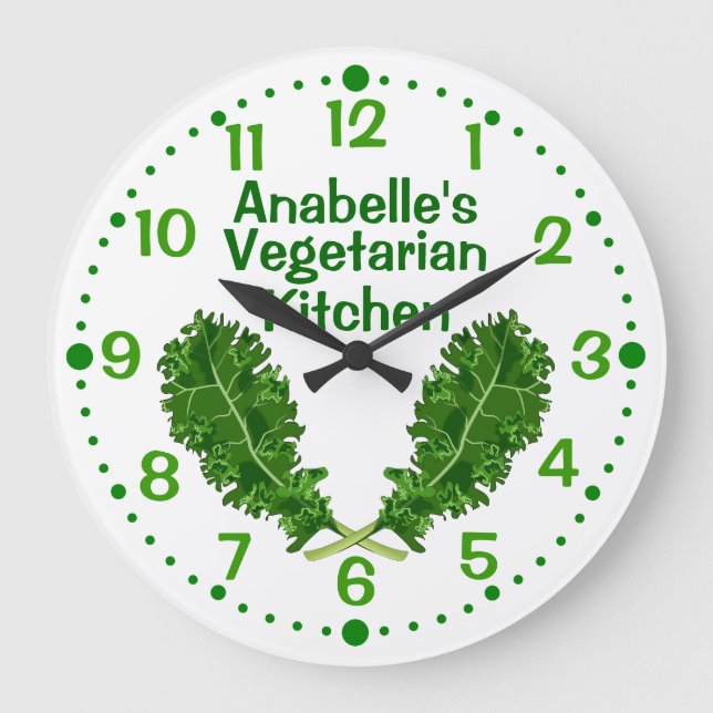 Cuisine végétarienne de Kale personnalisée Horloge (Recto)