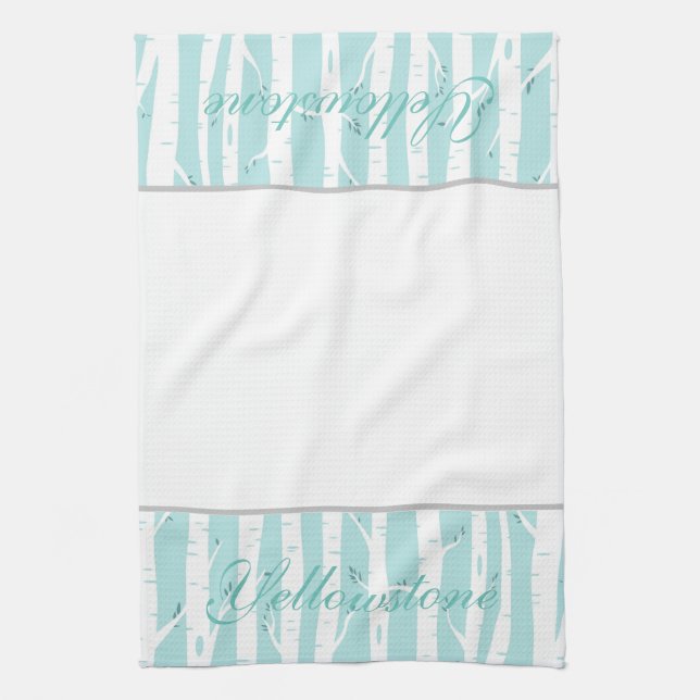 Cuisine Yellowstone Serviette Aspen Trees Aqua (Vertical)