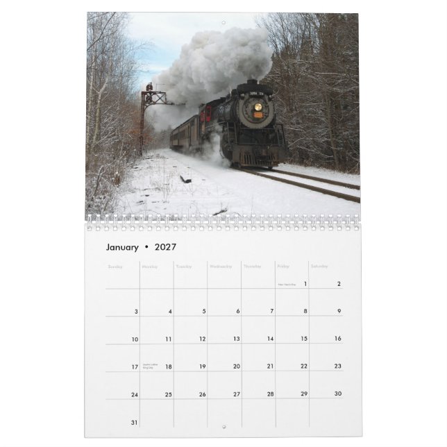 Cuisson à la vapeur par le calendrier d'année (Jan 2027)