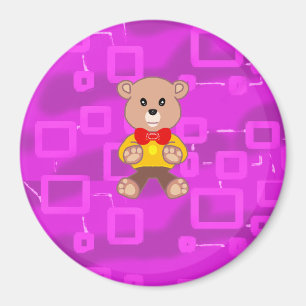 Cuite Bowtie Teddy Bear Pink Géométrique Magnet