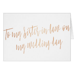 Cuivre "À ma belle-soeur le jour de mon mariage"