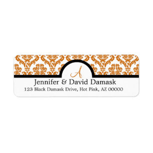 Cuivre Damask Monogrammes Étiquettes {non métalliq