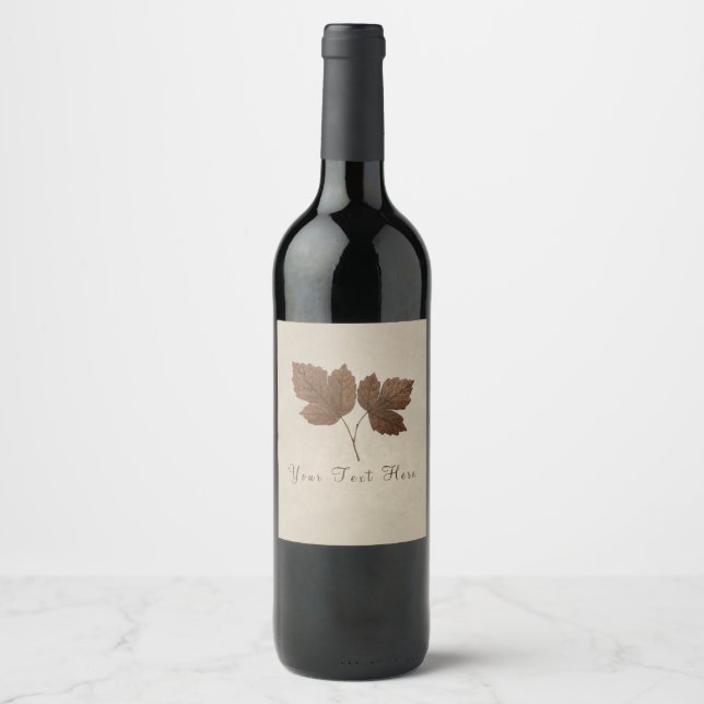 Cuivre Feuilles Automne Élégants Étiquettes de vin (Devant)