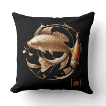 Cuivre sculpté Métal Koi Swirl Lisse Oreiller