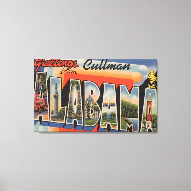 Cullman, Alabama - Große Buchstabenszenen Leinwanddruck (Vorderseite)
