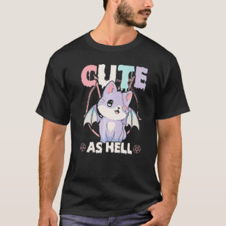 Cult Pastell Gothic Katze Pentagramm Cute As Hell T-Shirt