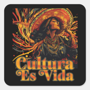 Cultura Es Vida, hispanischer Kulturerbe Monat Quadratischer Aufkleber