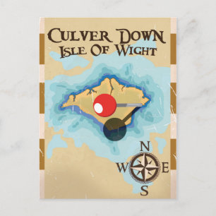 Culver Down Isle of wight England Reiseplakat Postkarte