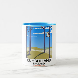 Cumberland, England Vintage-Reiseposter. Zweifarbige Tasse