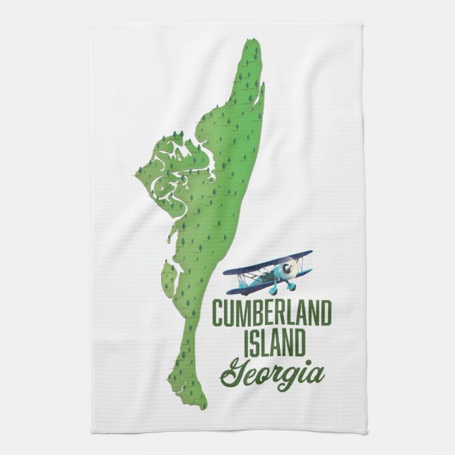 Cumberland Insel Georgia Karte Geschirrtuch (Vertikal)