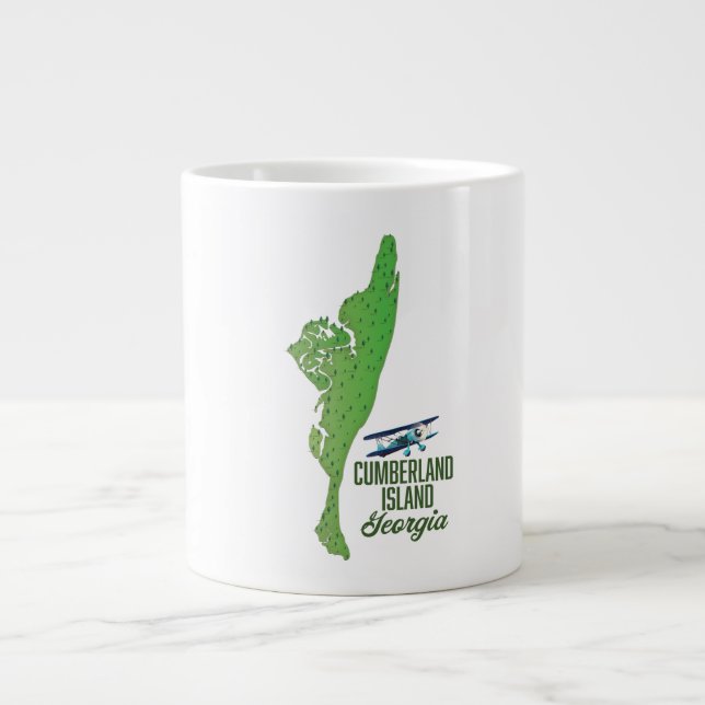 Cumberland Insel Georgia Karte Jumbo-Tasse (Vorderseite)