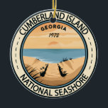Cumberland Island National Seashore Georgia Badge Keramik Ornament<br><div class="desc">Cumberland Island National Seashore illustration in a badge style circle.</div>