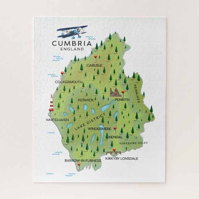 Cumbria England Karte Reiseplakat. (Vertikal)