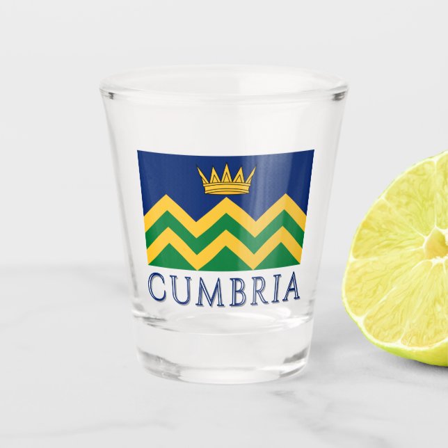 Cumbria-Flagge (ab 2025) Schnapsglas (Vorderseite)