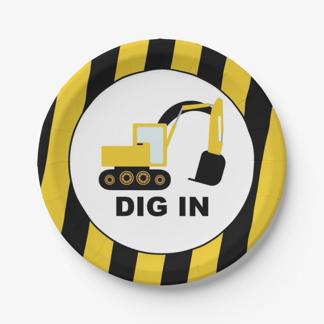 Cumpleaños infantil excavadoras Dig In Pappteller (Vorderseite)