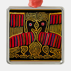 Cuna Indian Mola Duck Design Silbernes Ornament