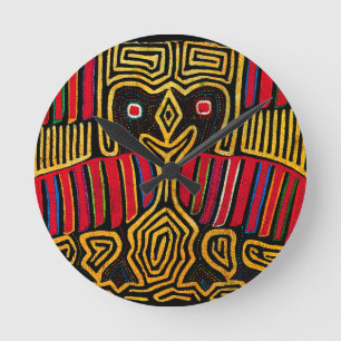 Cuna Indian Mola Enten-Design Runde Wanduhr