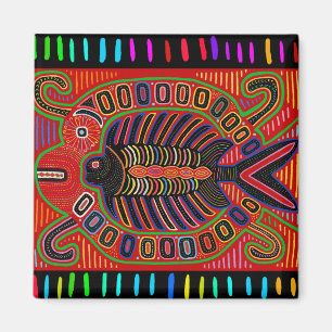 Cuna Indian Mola Flying Fish Fish Magnet