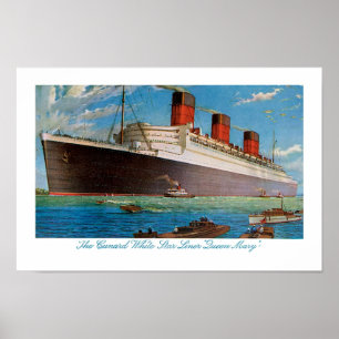 Cunard der weißen Queen Mary Stern-Linie Poster