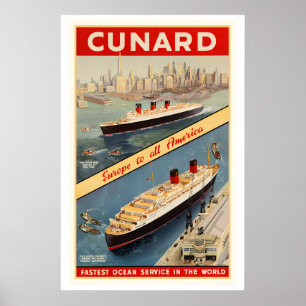 Cunard Kreuzfahrtschiff Europa nach ganz Amerika V Poster