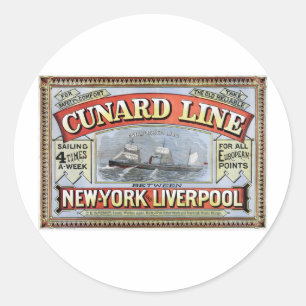 Cunard Line New York Liverpool Plakat Runder Aufkleber