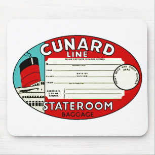 Cunard Linie Gepäck-Aufkleber Mousepad