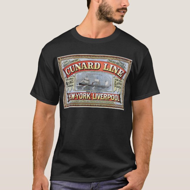 Cunard Linie Plakat New York Liverpool T-Shirt (Vorderseite)