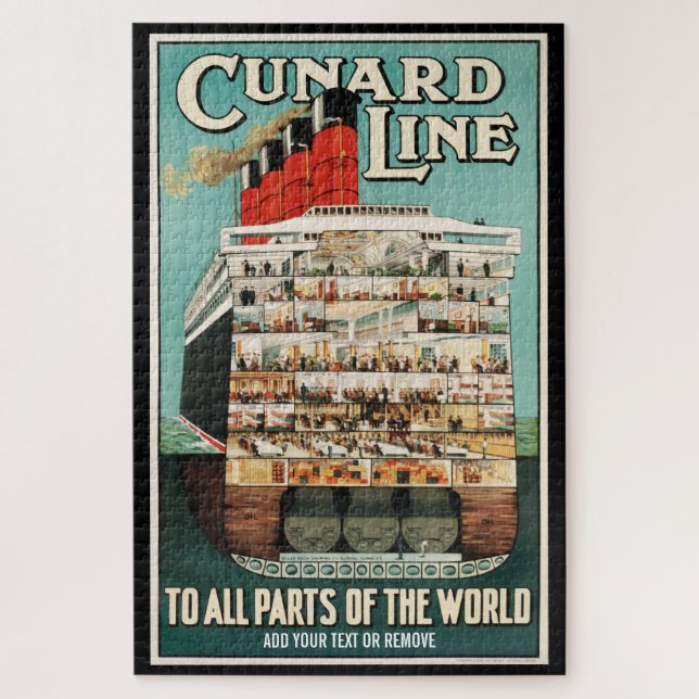 Cunard ocean luxury steamship retro poster, (Vertikal)