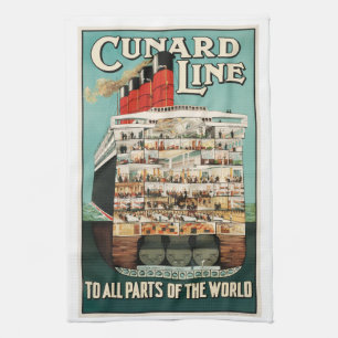 Cunard-Ozeandampfer-Schiff-Luxusschiff-Plakat, Geschirrtuch