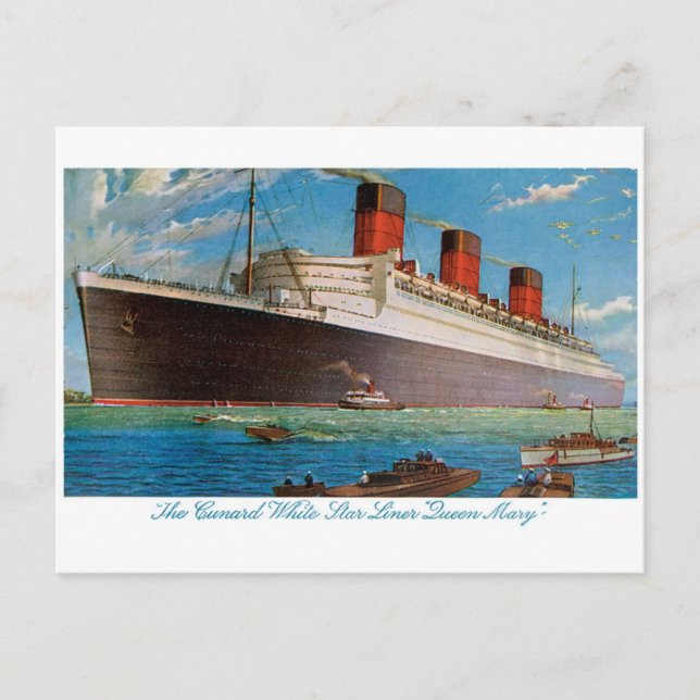 Cunard White Star Line's Queen Mary Postkarte (Vorderseite)