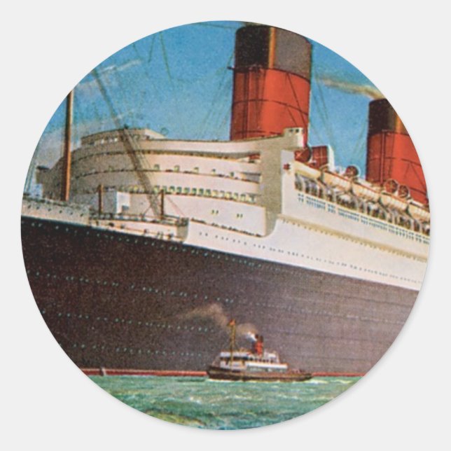 Cunard White Star Line's Queen Mary Runder Aufkleber (Vorderseite)