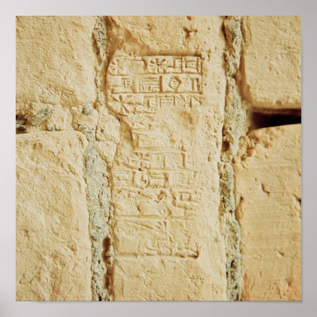 Cuneiform-Skript auf einer Palmwand Poster (Vorne)