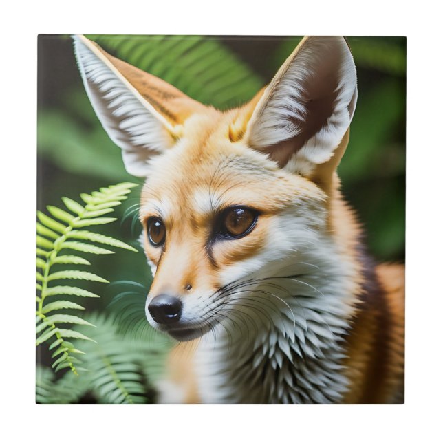 Cunning Fennec Fox Fliese (Vorderseite)
