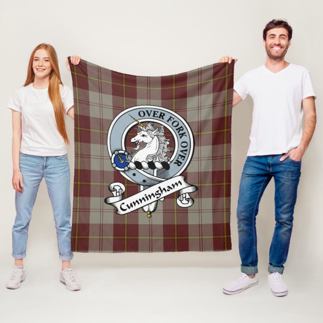 Cunningham Burgundy Dancers Clan Abzeichen Tartan  Fleecedecke (Beispiel)