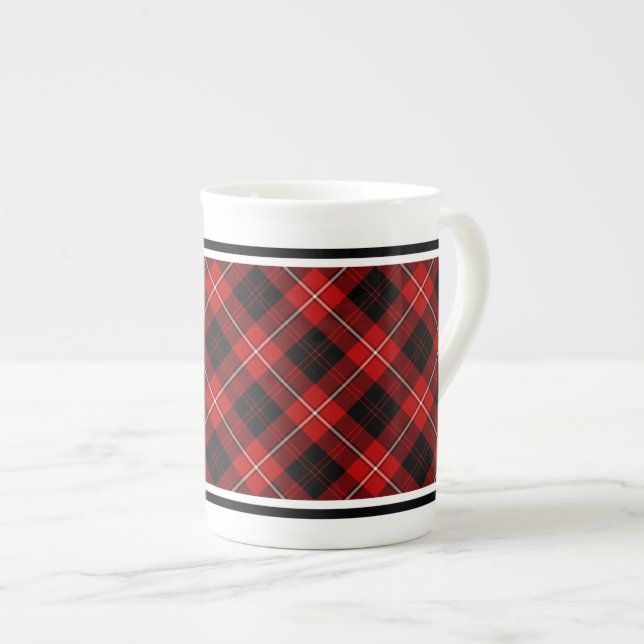 Cunningham Family Tartan Red and Black Kariert Prozellantasse (Vorderseite Rechts)