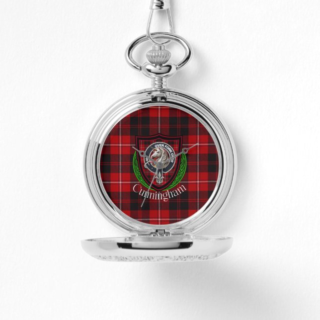 Cunningham Scottish Clan Tartan & Crest Armbanduhr (Vorderseite)