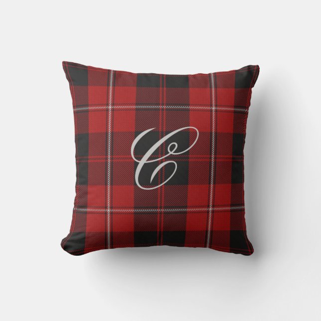 Cunningham Tartan-Monogramm-Kissen Kissen (Vorderseite)