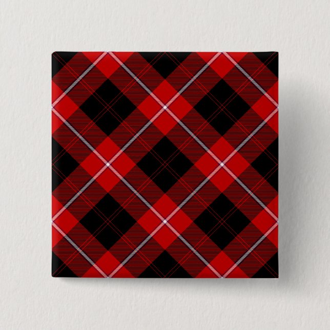 Cunningham Tartan Red Black Kariert Button (Vorderseite)