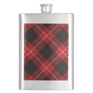 Cunningham Tartan Red Black Kariert Flachmann
