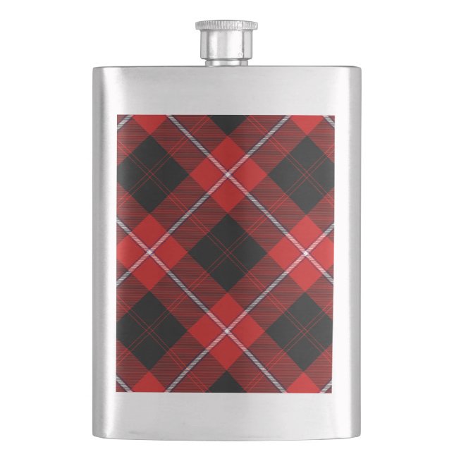 Cunningham Tartan Red Black Kariert Flachmann (Vorderseite)