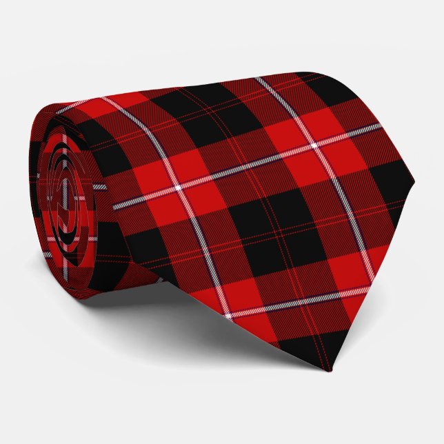 Cunningham Tartan Red Black Kariert Krawatte (Gerollt)