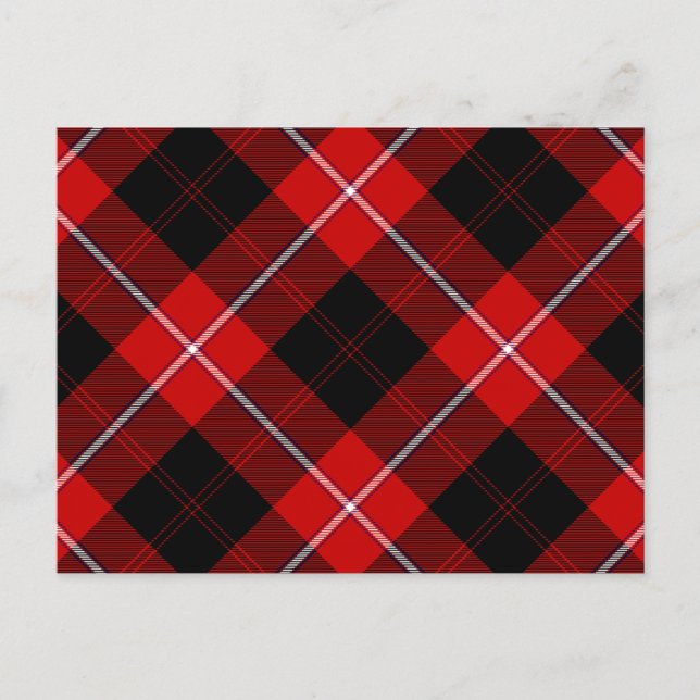 Cunningham Tartan Red Black Kariert Postkarte (Vorderseite)