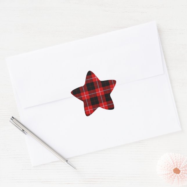 Cunningham Tartan Red Black Kariert Stern-Aufkleber (Umschlag)